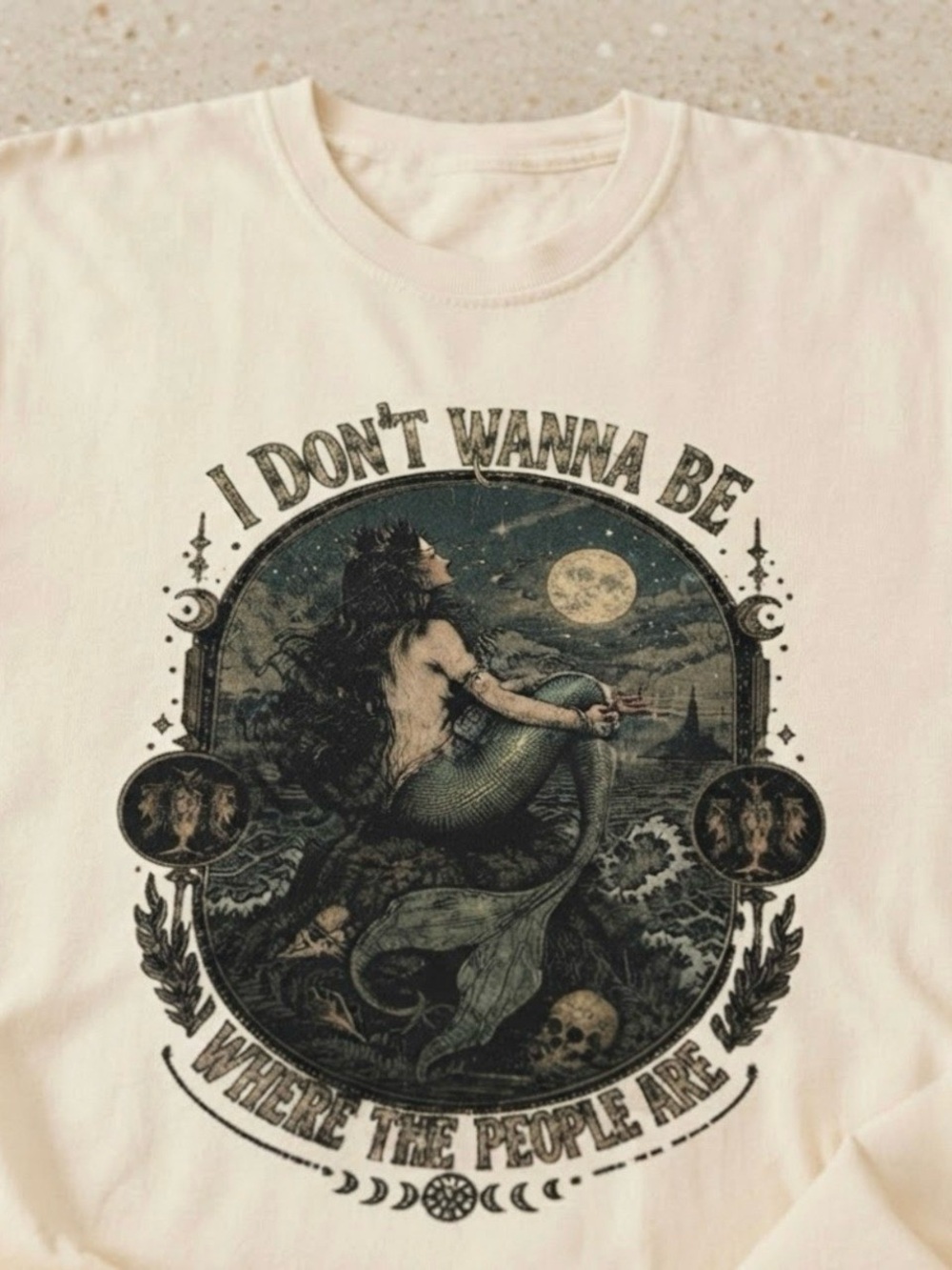 Don't Wanna Be Where The People Are Shirt Antisocial Mermaid Cotton Gildan T-Sh - Picture 2 of 2